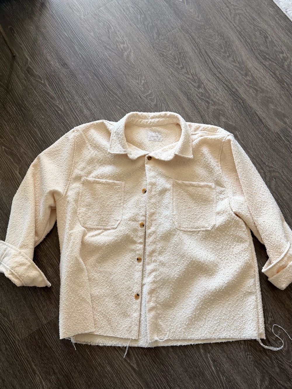 PacSun Cream Button-Up Bouclé Shacket